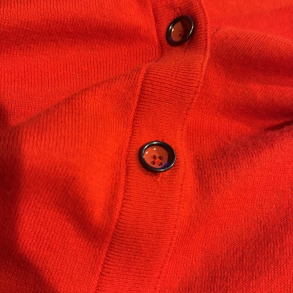 CAbi Cobblestone fiery red button front zipper back cardigan. Small. - Picture 8 of 9